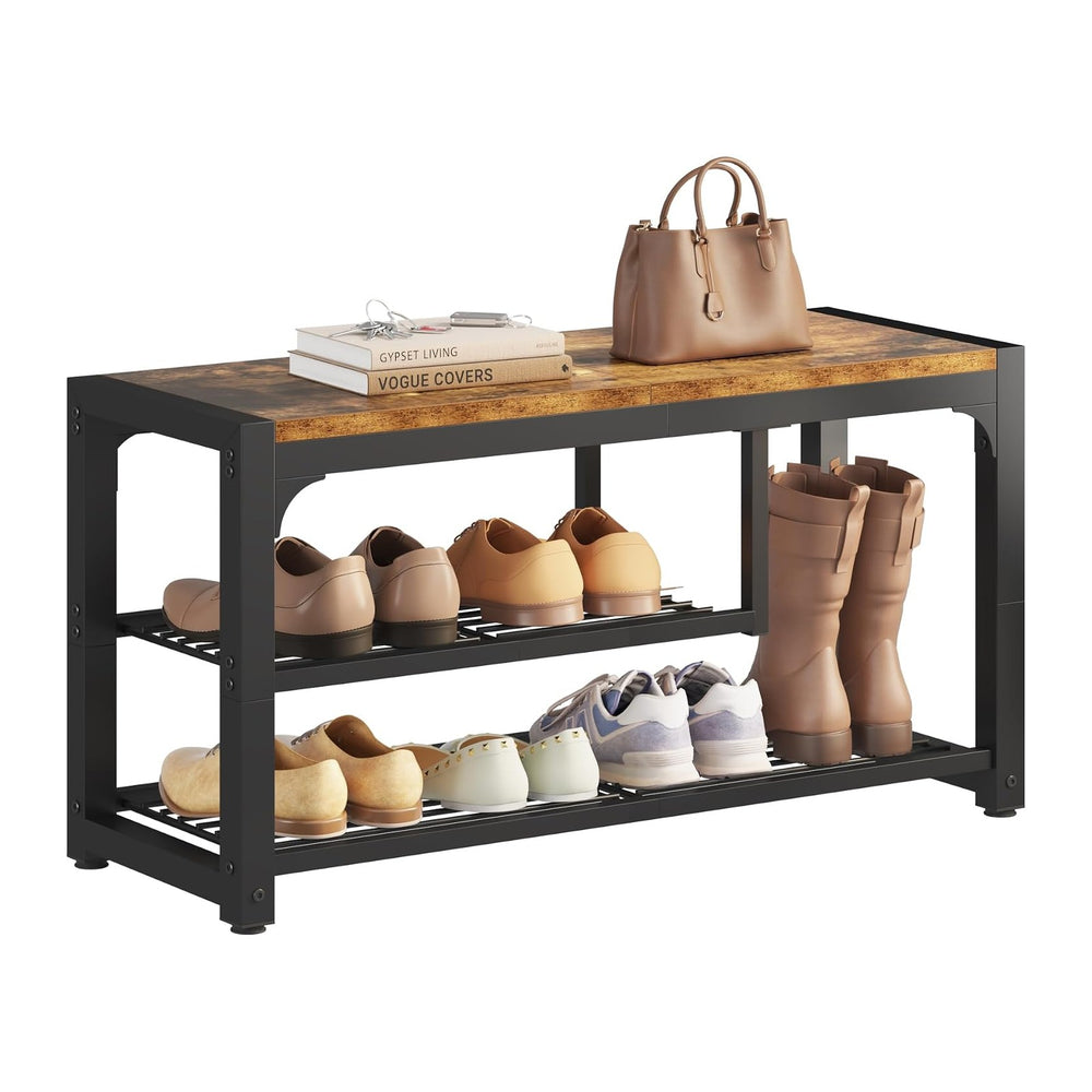 HOMEFORT Shoe Bench,3 Tiers Shoe Rack Bench,31.5" Shoe Storage Bench for...