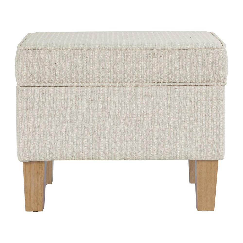 HomePop 22" Modern Rectangular Storage Ottoman - White Woven Stripe