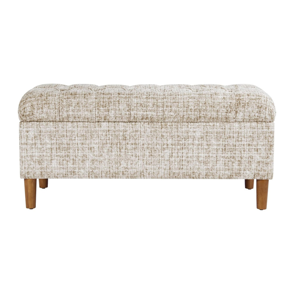HomePop 40" Ainsley Button Tufted Storage Bench - Cream Textural Woven