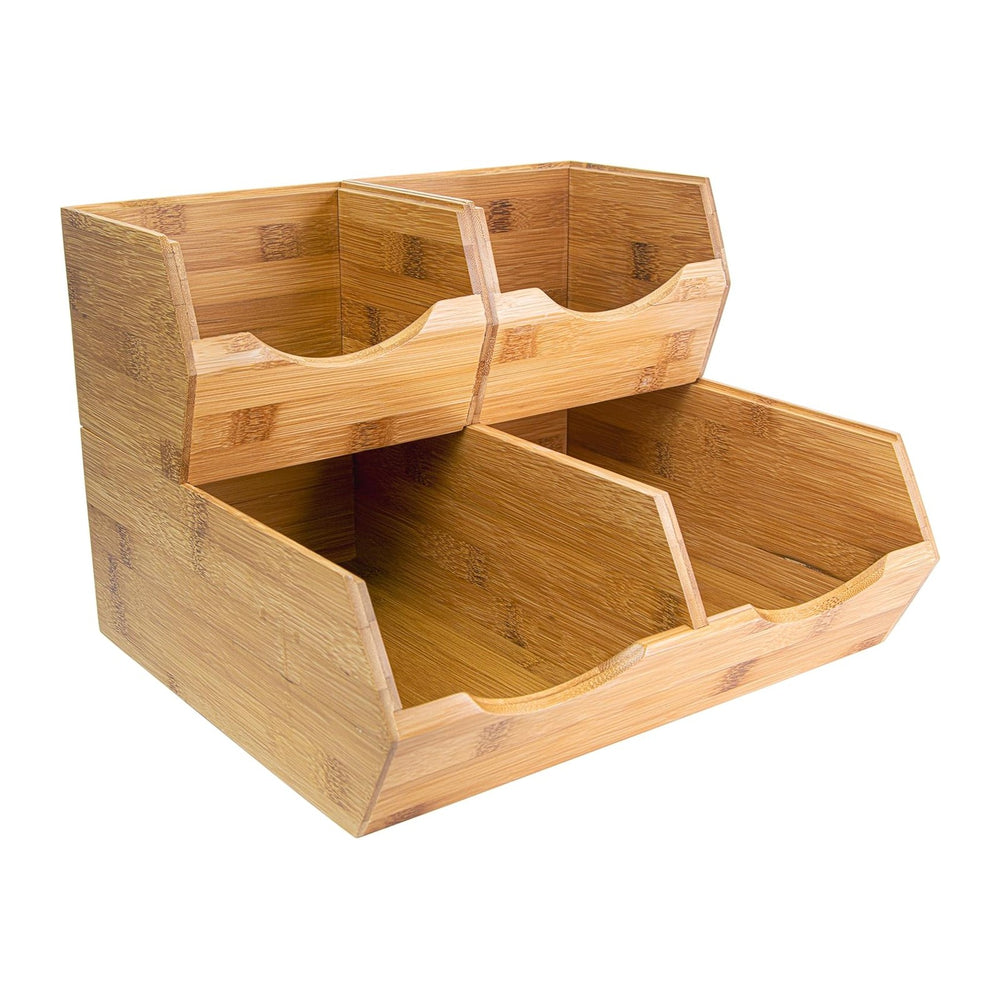 HOMESTEAD Bamboo Pantry Storage Bins – Stackable Potato & Onion Storage B...