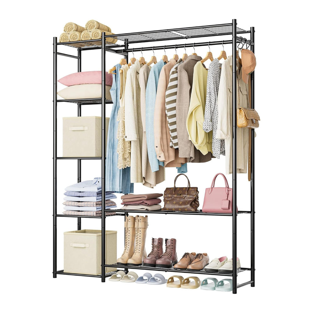 HOMIDEC Wardrobe Closet,Portable Clothes Rack with 4 Tiers Shelves