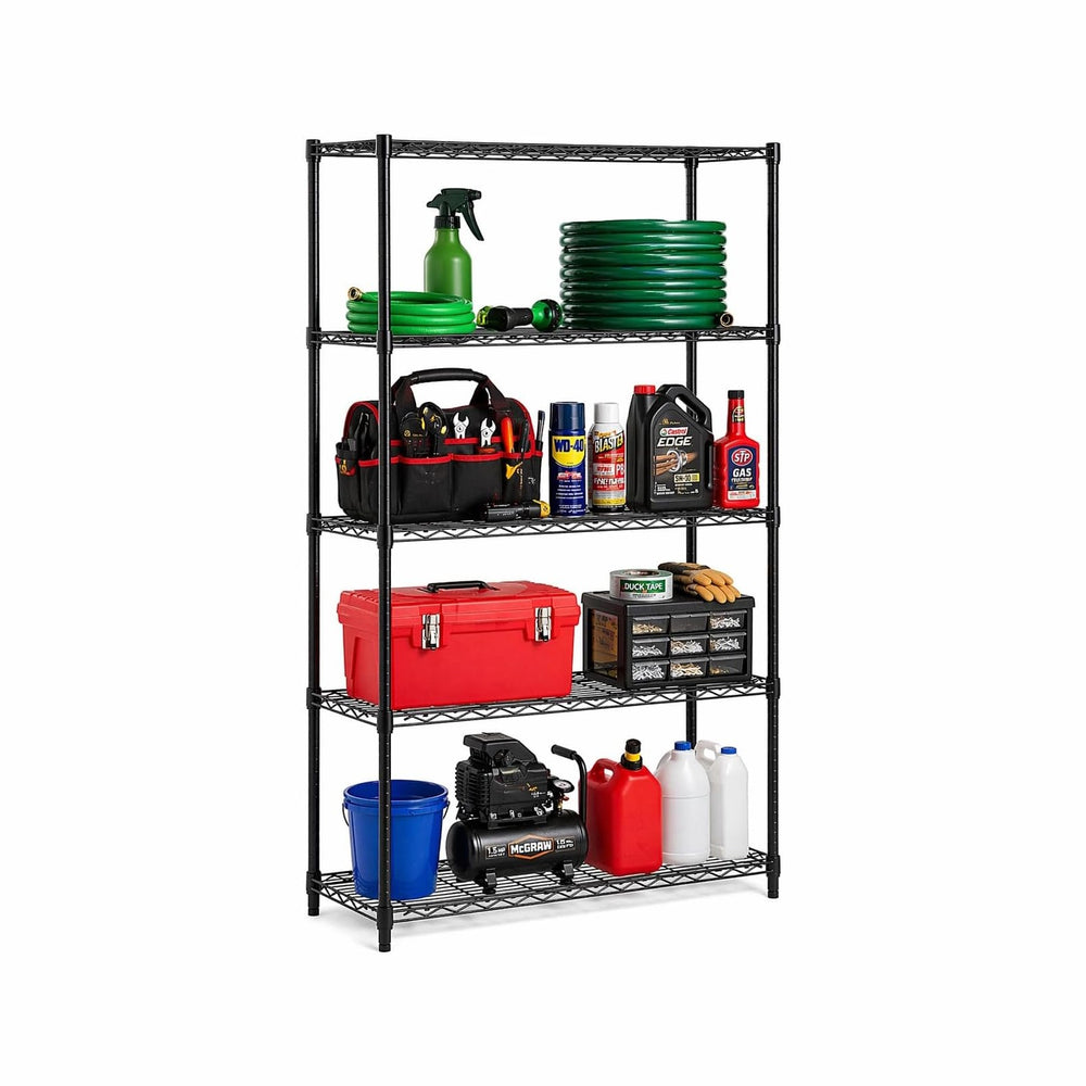 Honey-Can-Do 5-Tier Black Wire Shelf, NSF, 200 lb/Shelf, 36x14x72 in