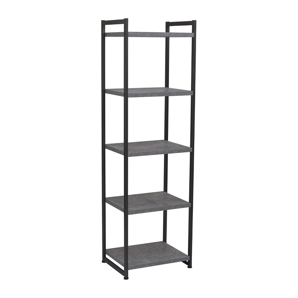 Household Essentials Slate Concrete & Iron Five-Shelf Tower Bookcase