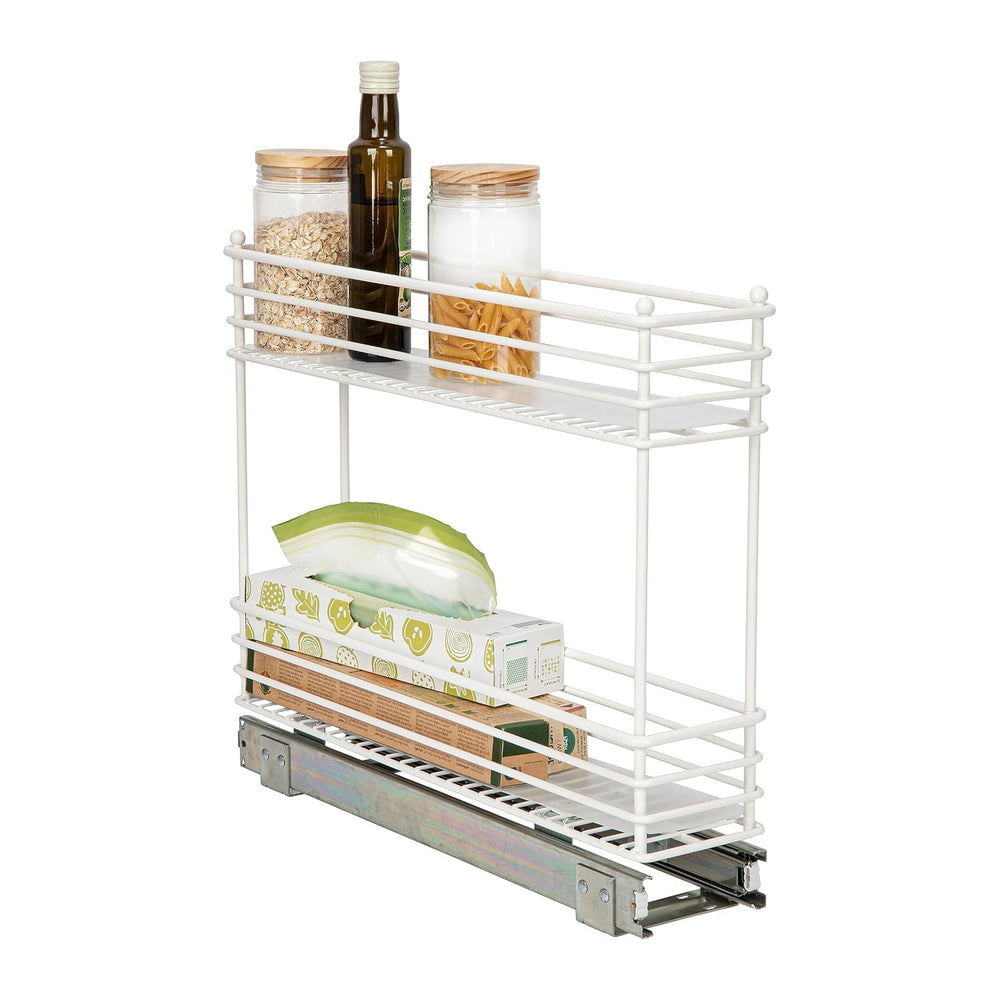 Household Essentials White Steel Artisan Organizer with Plastic Liners, 2-Tie...