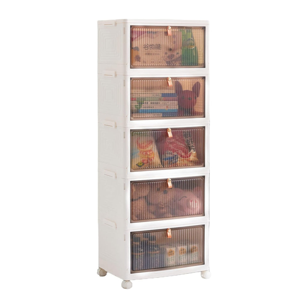 HYGRAD BUILT TO SURVIVE Foldable White Plastic Shoe Box Stackable Storage Cab...