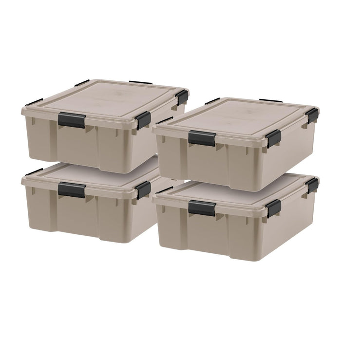 IRIS USA 4-Pack 41 Qt Storage Bins with Gasket Lids, Tan