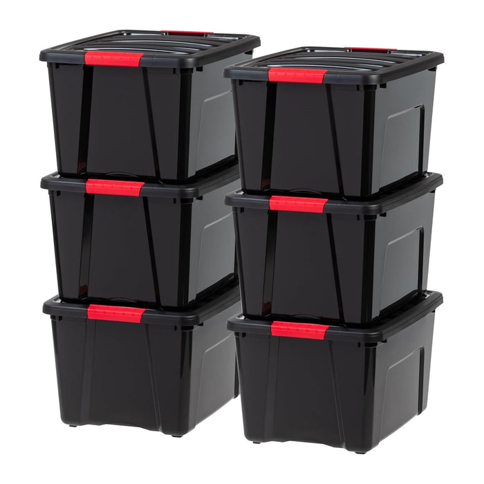 IRIS USA 6-Pack 40 Quart Storage Bins with Lids, Black