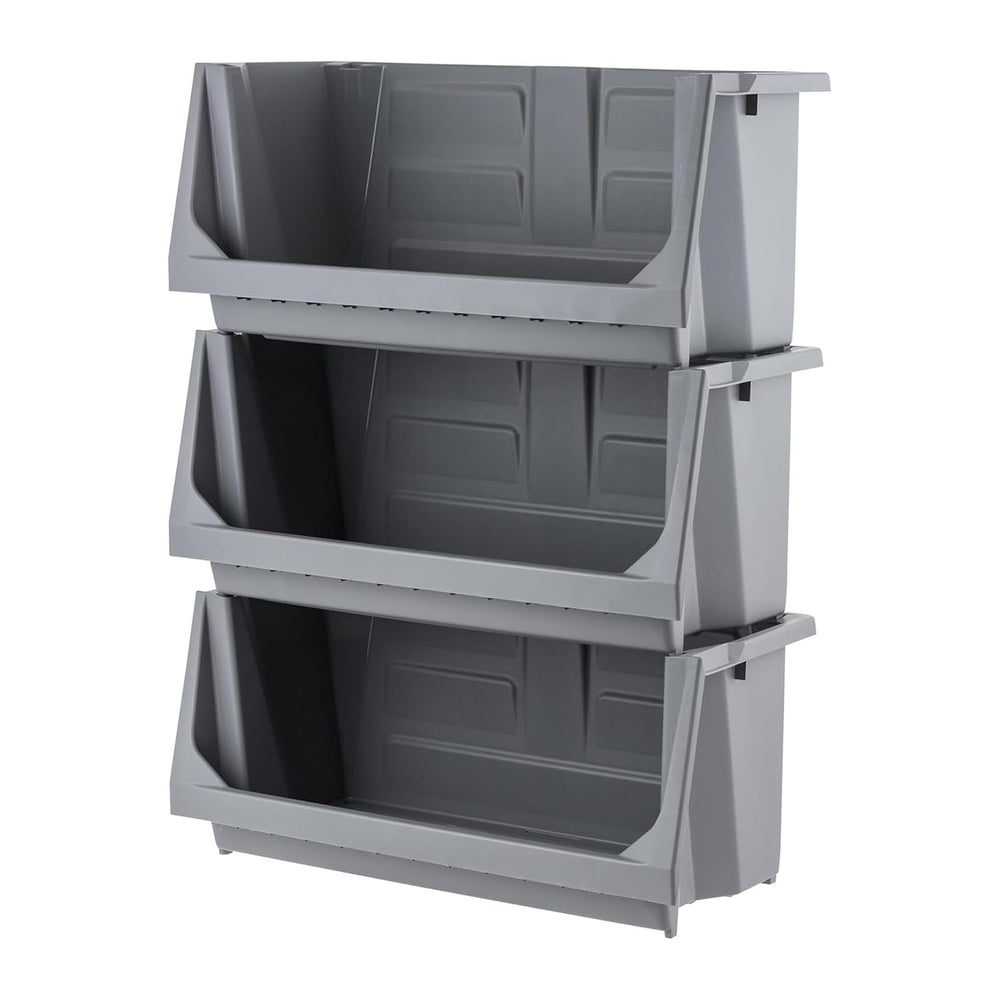 IRIS USA 6 Pack Open Front Storage Bins, Jumbo Heavy Duty Stackable Garage St...