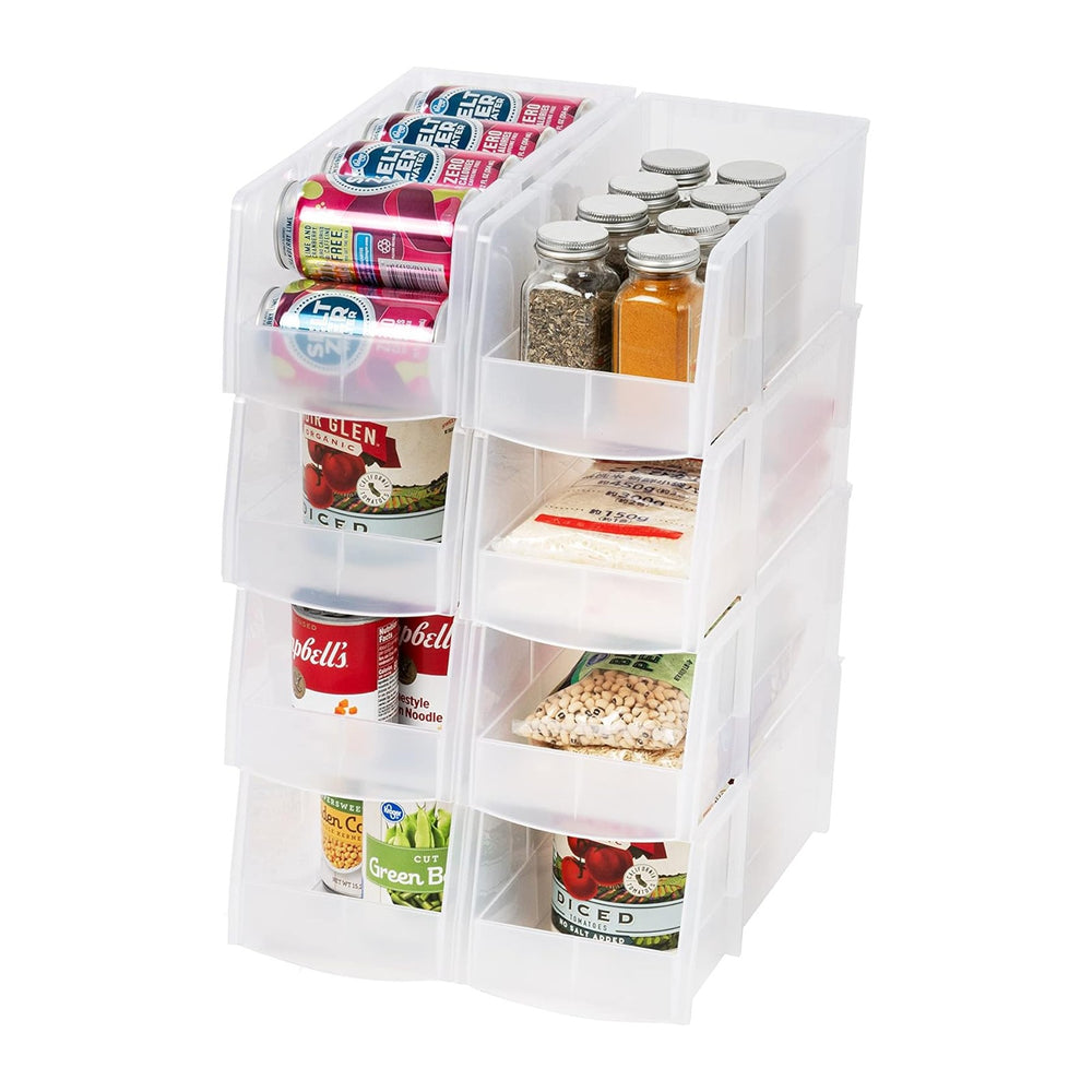 IRIS USA 8-Pack, Large Clear Stackable Storage Bins