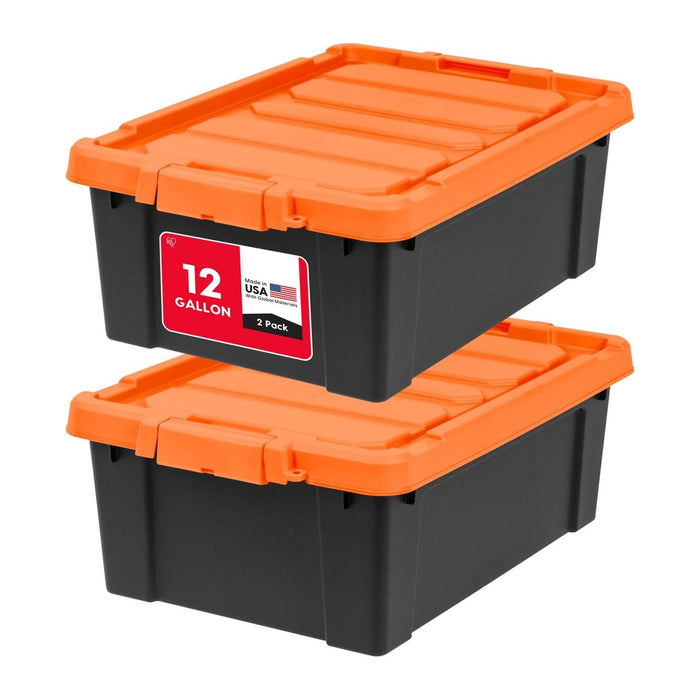 IRIS USA Lockable Storage Bins with Lids, 12 Gallon Heavy Duty, 2 Pack