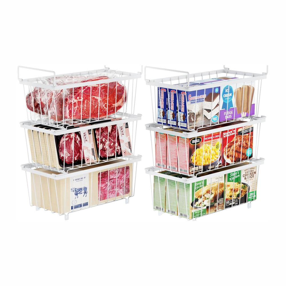 iSPECLE Chest Freezer Organizer Bins - Small Baskets for 7 Cu.Ft, 6 Pack