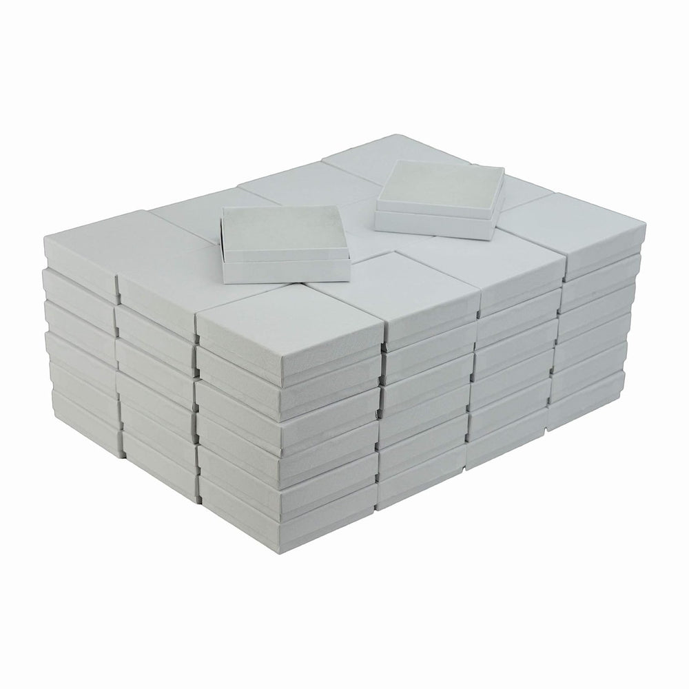 JPB White Swirl Cotton Filled Jewelry Box #33 (Case of 100) 3.5 inches x 3.5 ...