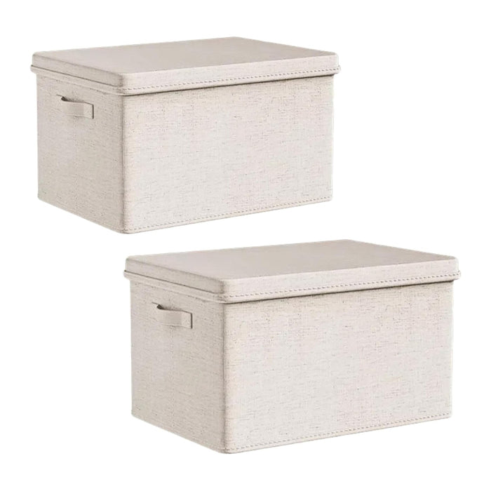 Jumbo Fabric Storage Bins with Lids 19.7*13.8*12.2 in, 2-Pack Storage Baskets for Closet, Large Linen Organizers and Storage Bins for Bedroom, Collapsible Baskets and Bins with Handles, Off White