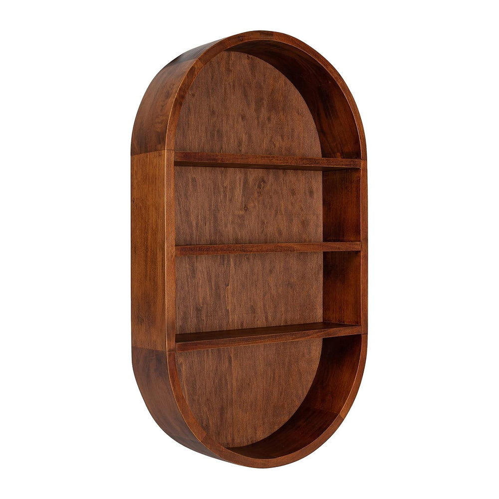 Kate and Laurel Hutton Midcentury Capsule Wall Shelf; 16 x 28; Walnut Brown; ...