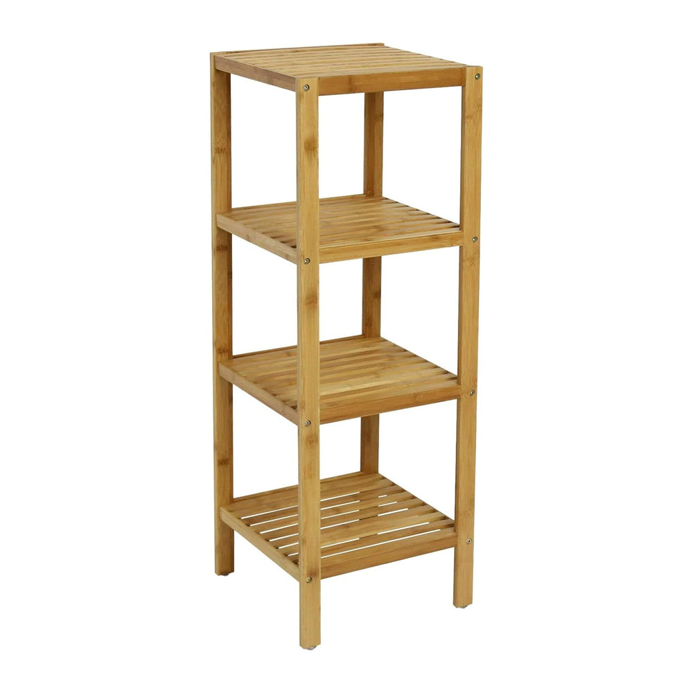 Kinsuite Bamboo Bathroom Shelf 4-Tier Storage Rack Standing Shelf Units for L...