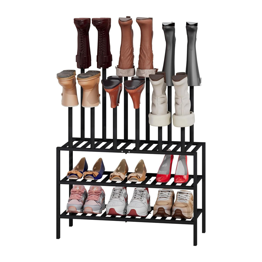 kiplant Tall Boot Rack Organizer - Bamboo Wood Boot Rack Shoe Rack for Entryw...
