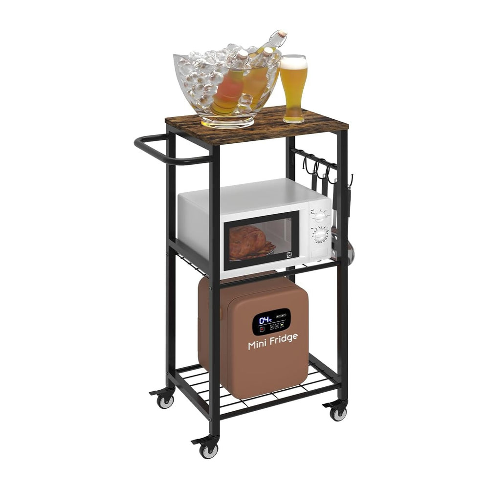 Kitchen Microwave Stand Cart with Storage Rack, Black