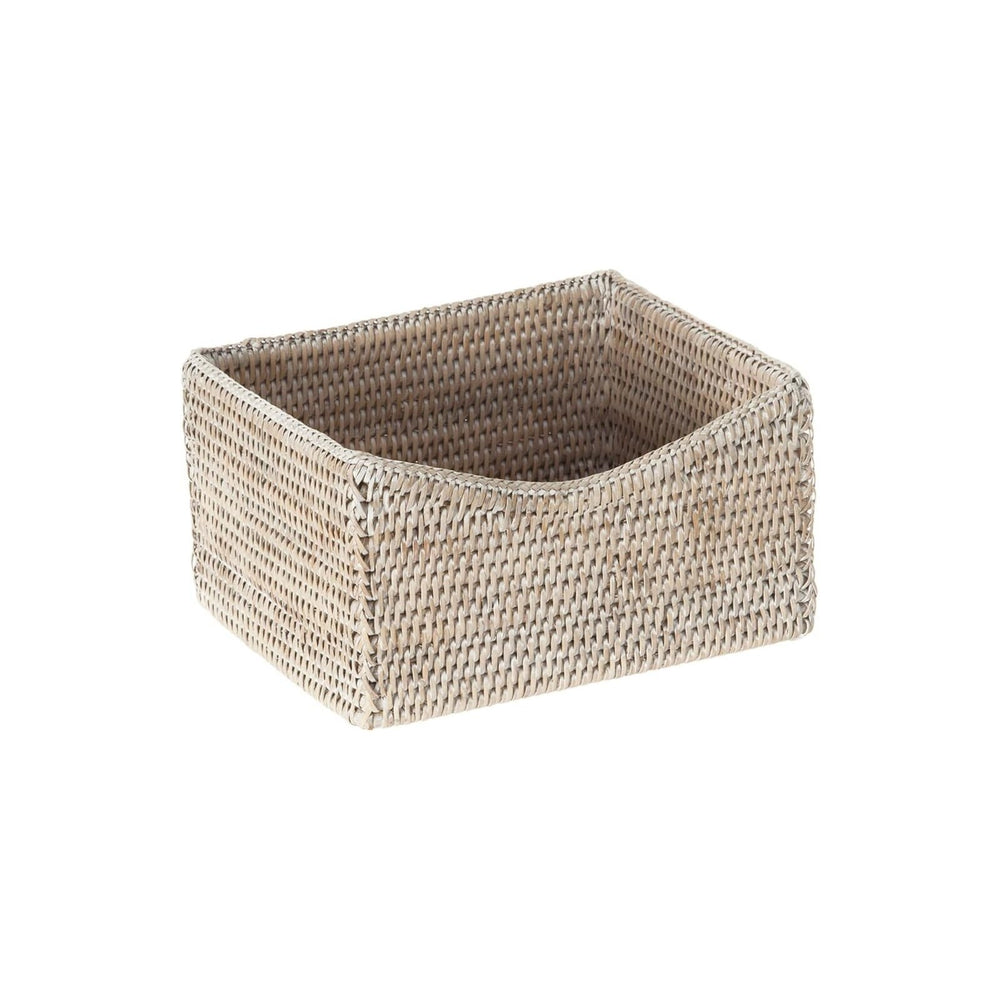 KOUBOO La Jolla Rattan Shelf Basket, Scalloped Organizer, White Wash