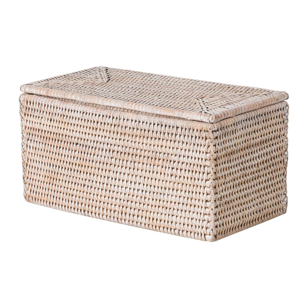 Kouboo La Jolla Rattan Storage Box, Toilet Roll Holder, White Wash