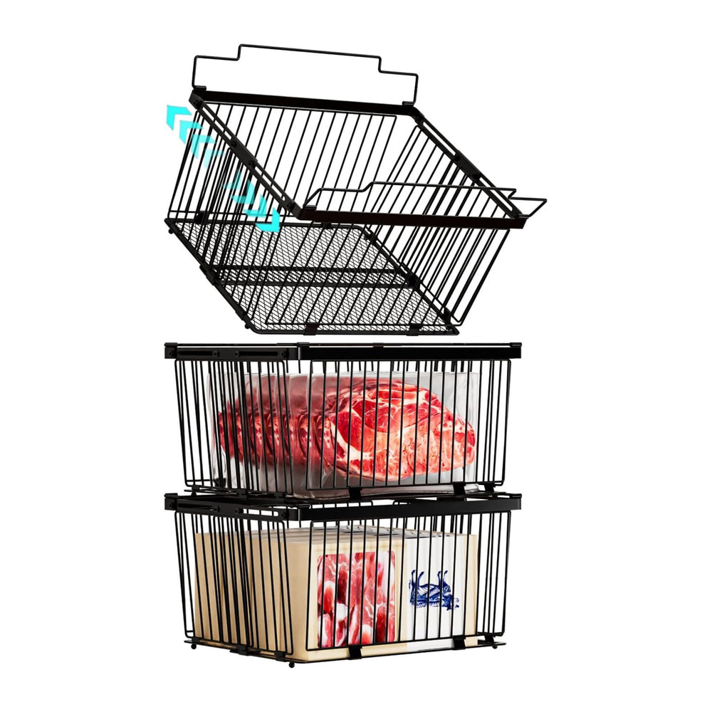 Large Freezer Organizer Bins for 5 to 9 Cu.Ft,Leak-Proof Bottom,3 Pack