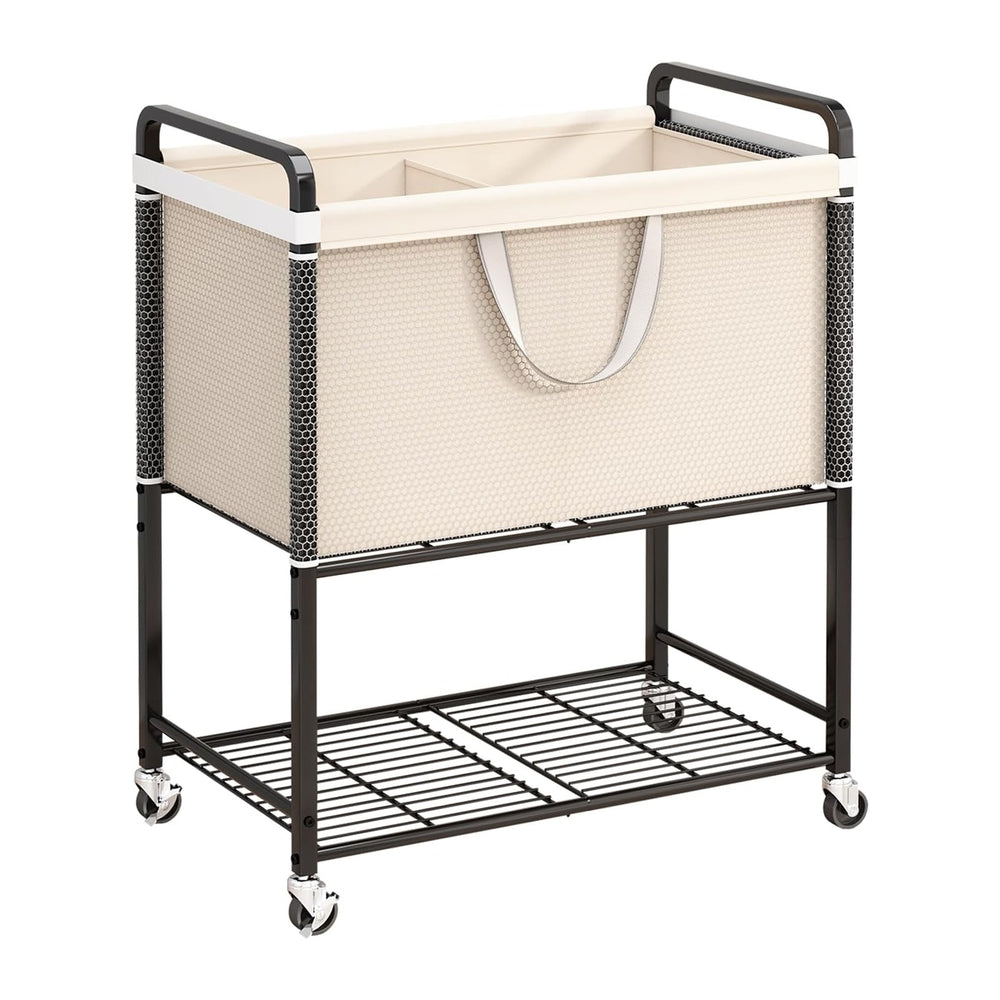 Laundry Hamper Rolling Sorter: 120L Large Basket with Wheels Removable Bag