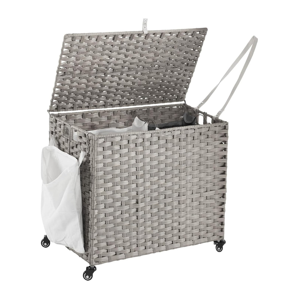 Laundry Hamper with Wheels, 34.3 Gallon(130L) Rolling Laundry Basket with Lid...