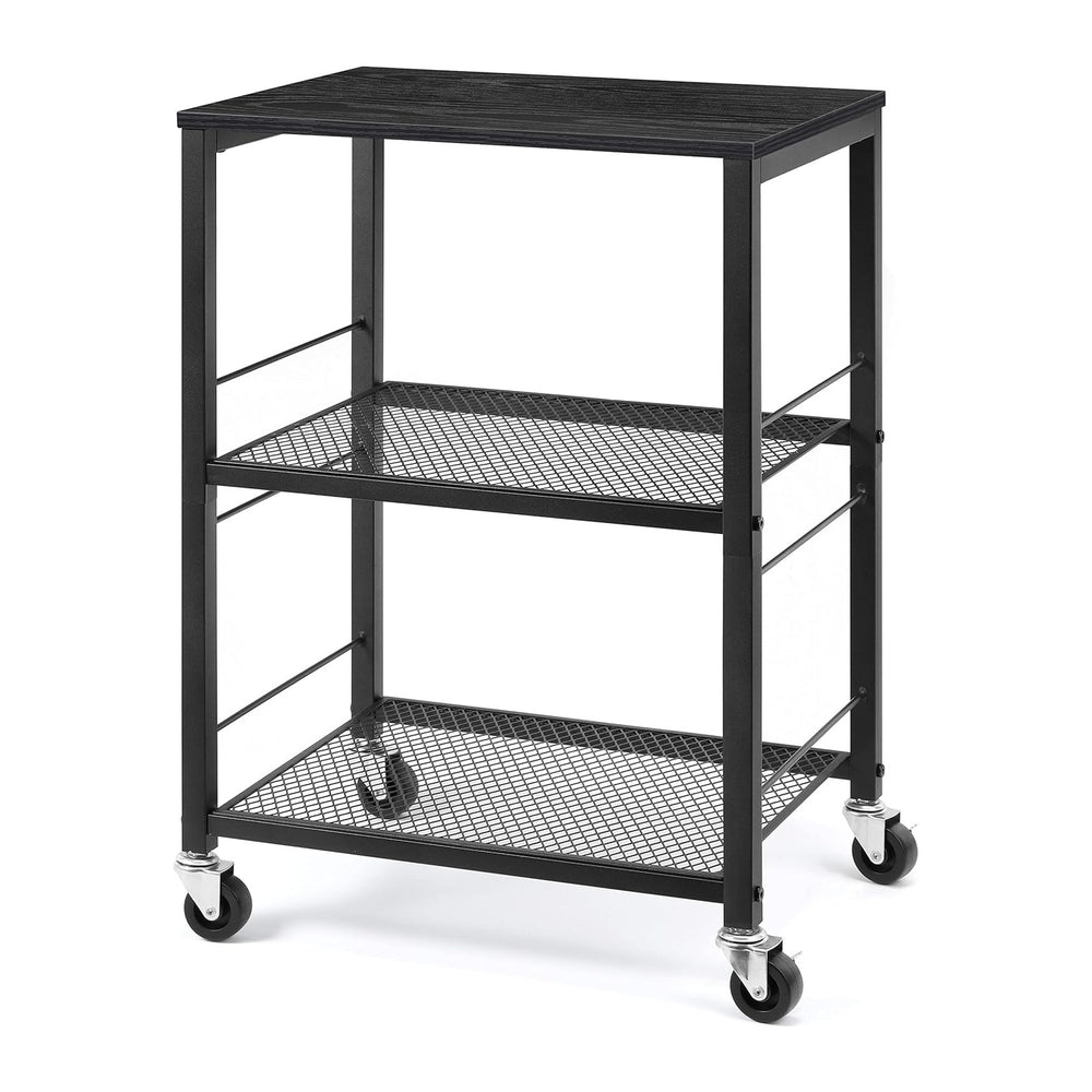 LIANTRAL 3 Tier Rolling Cart, Black Kitchen Carts on Wheels with Storage