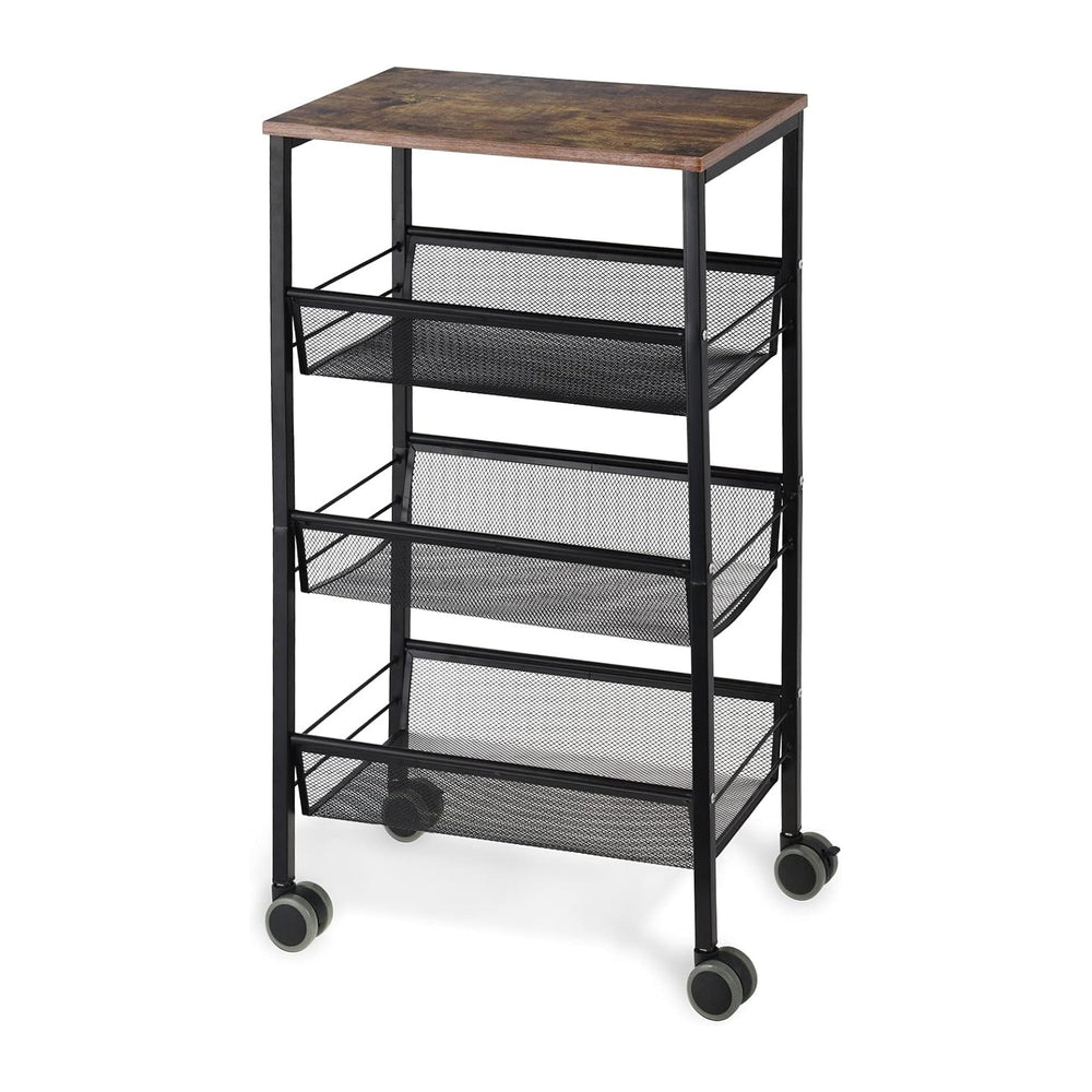 LIANTRAL 4 Tier Kitchen Storage Cart on Wheels, Metal Rolling Utility Cart