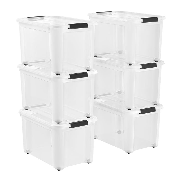 Lifewit 34 Qt Clear Storage Bins with Lids, 6 Pcs