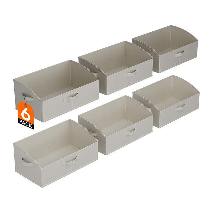 Lifewit Trapezoid Closet Storage Bin for Shelf, 6 Packs 23L, Light Gray