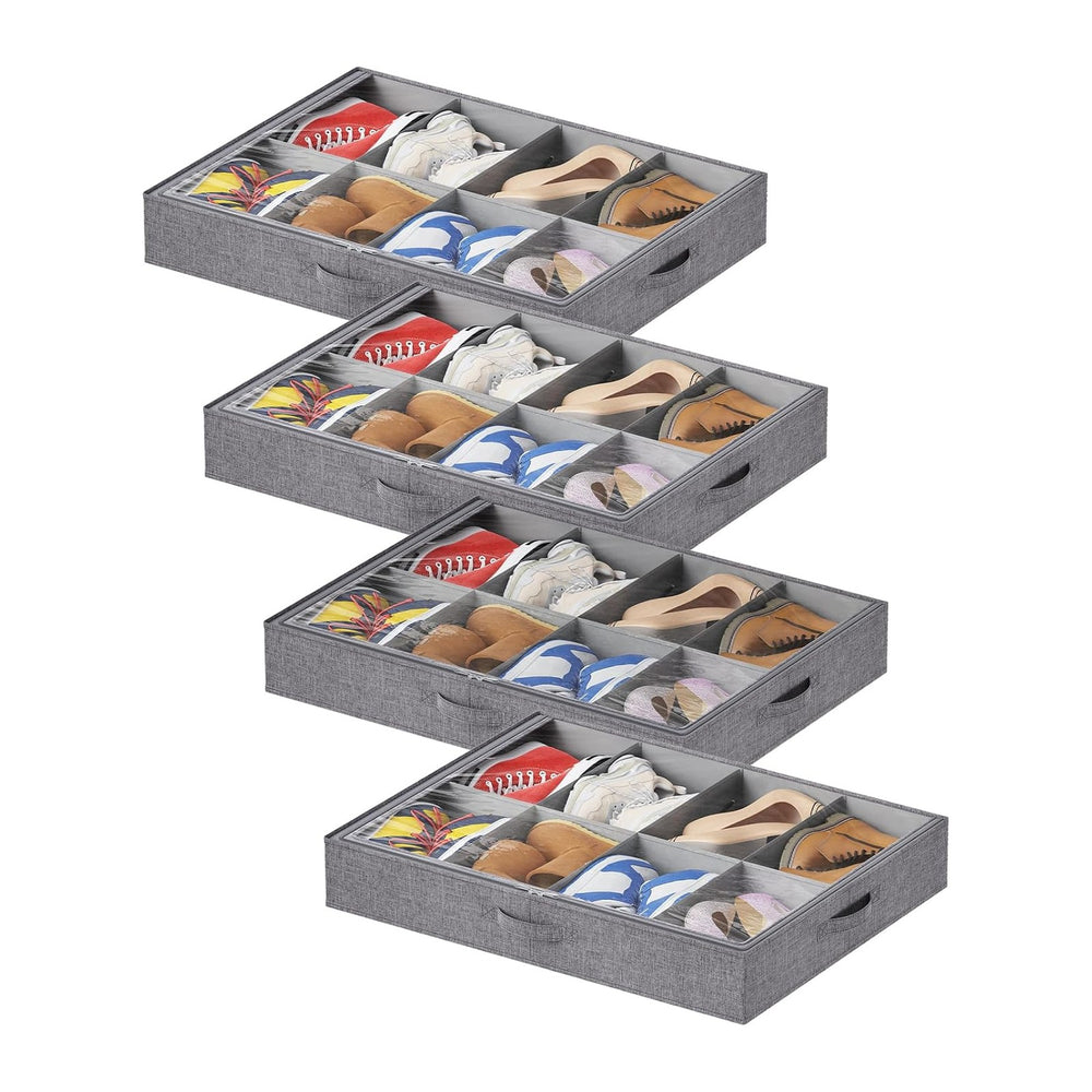 Lifewit Under Bed Shoe Storage Organizer Fits 8 Pair Sneakers, 4.3 Inches Tal...