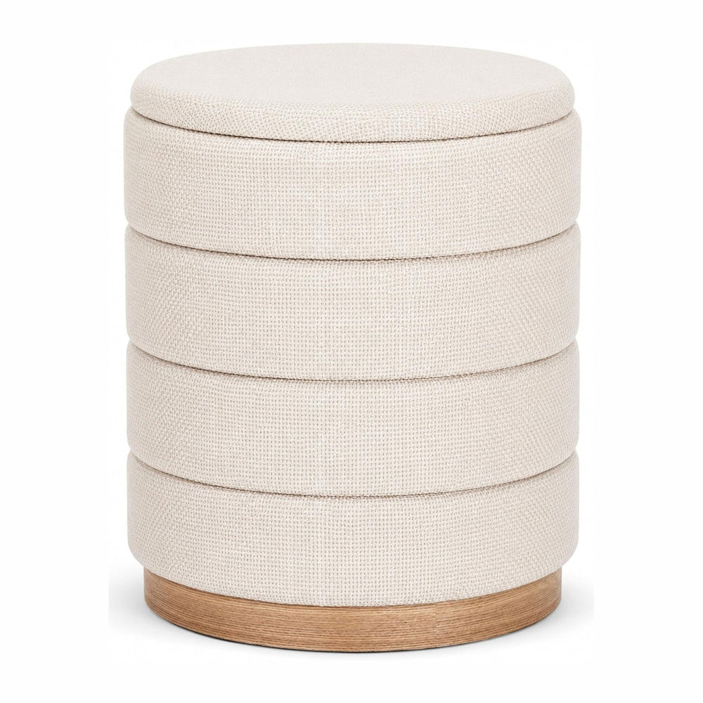 Linen Storage Ottoman Round Footrest with Hidden Storage, Biege 16" L X1...