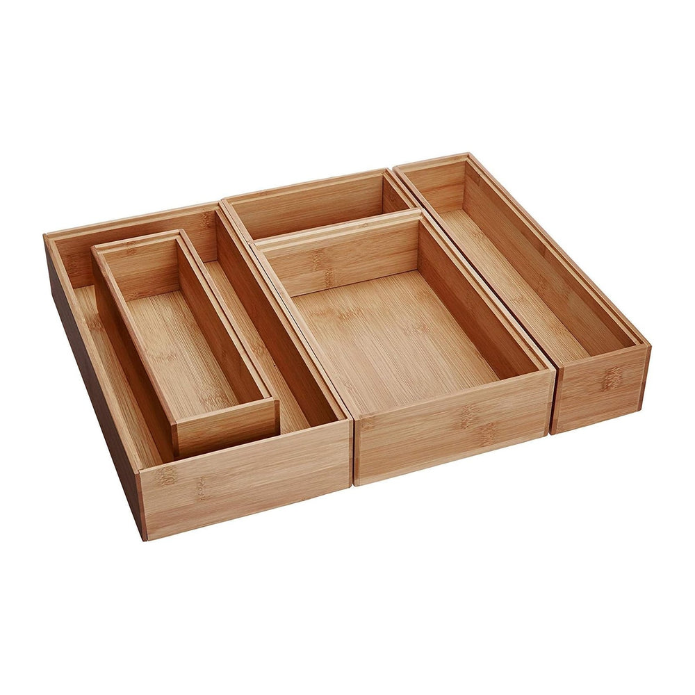 Lipper International 88005 Bamboo Wood Drawer Organizer Boxes, Assorted Sizes...