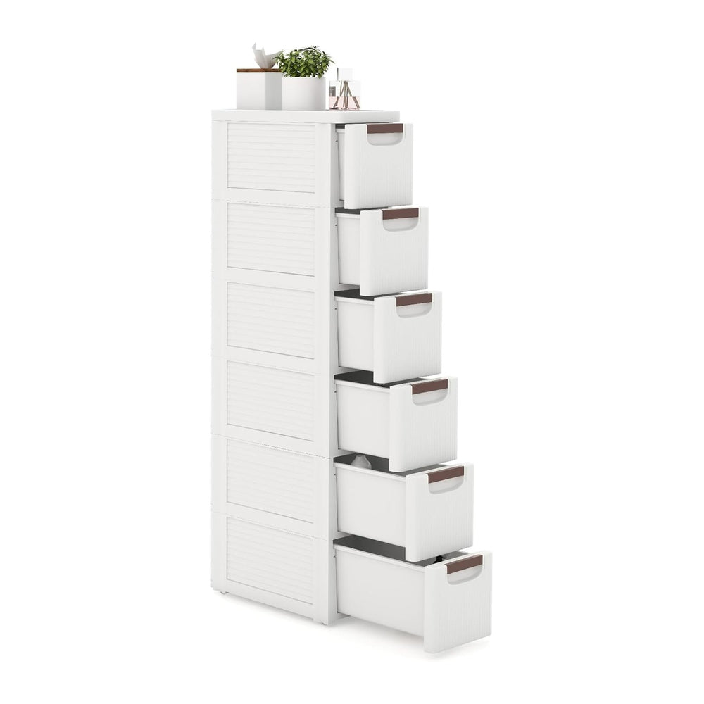 LOKO 6-Drawer Narrow Storage Cabinet, Slim Rolling Cart (7.5"x16.5"...