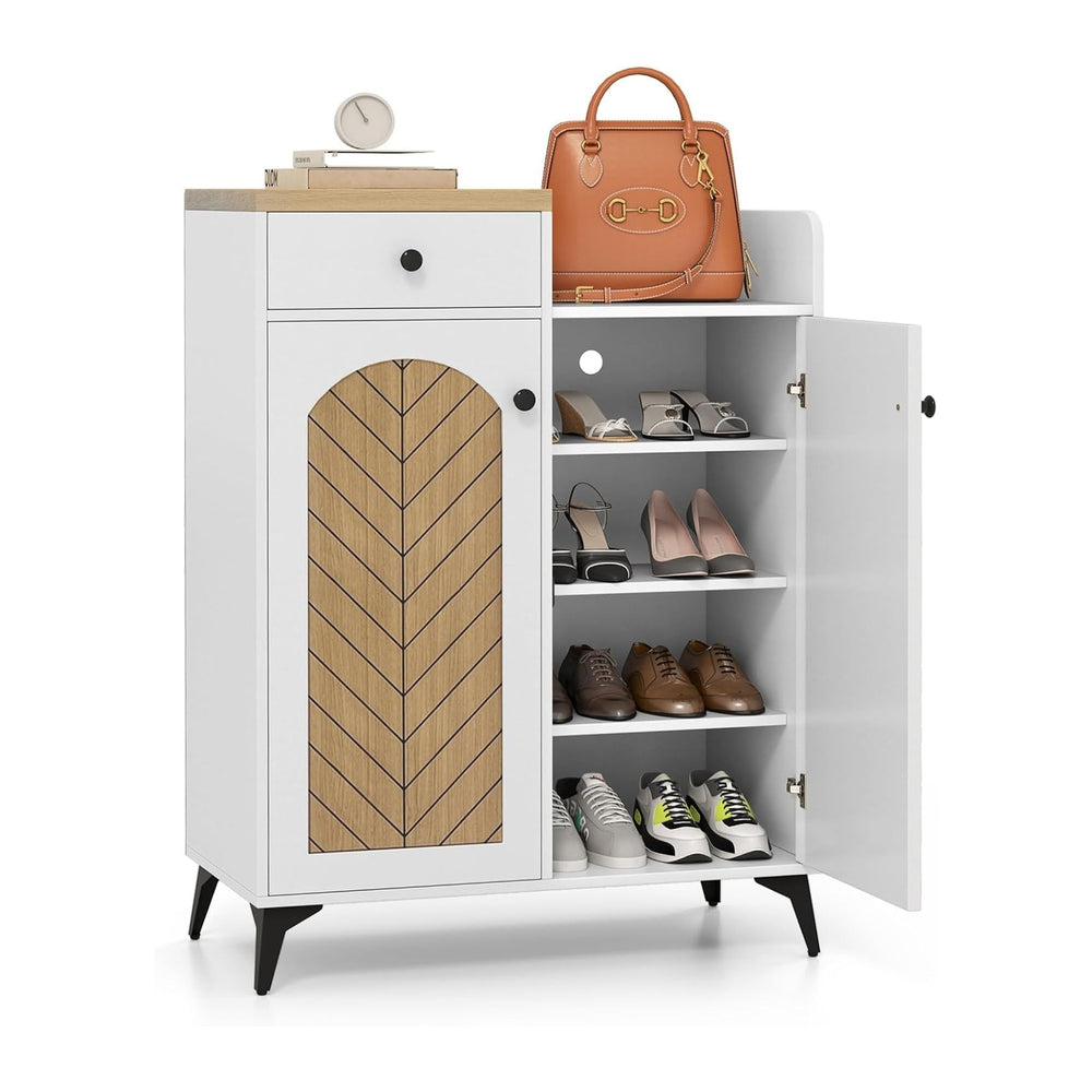 LOKO Shoe Cabinet with Doors, 6-Tier Shoe Storage Cabinet with Drawer, 6 Adju...