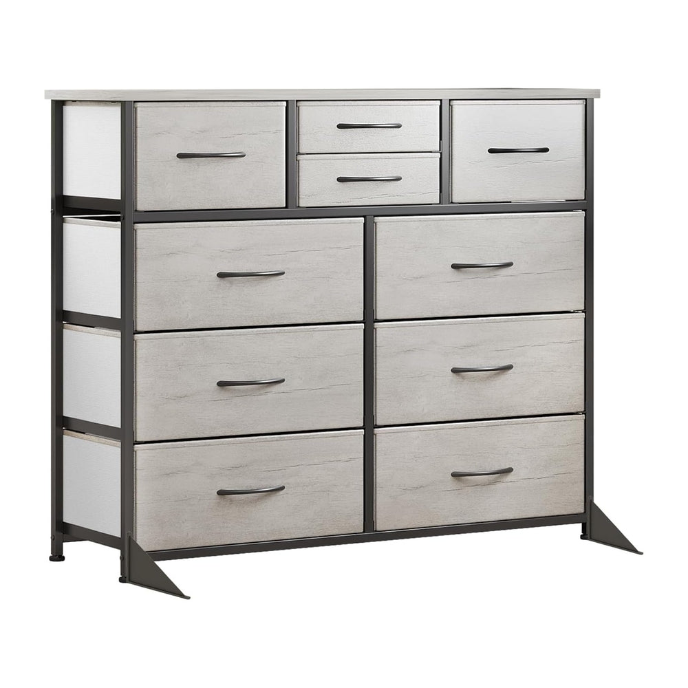 LUMTOK 10 Drawers Dresser with Fabric Bins for Bedroom,Closets,Greige