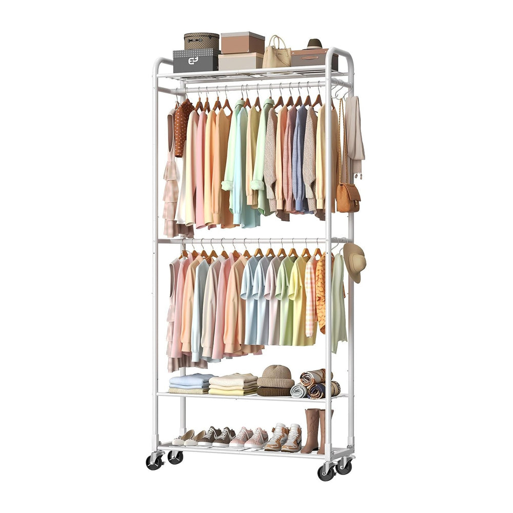 Luxspire Clothes Rack 3-Tier Portable Freestanding Closet with Shelves