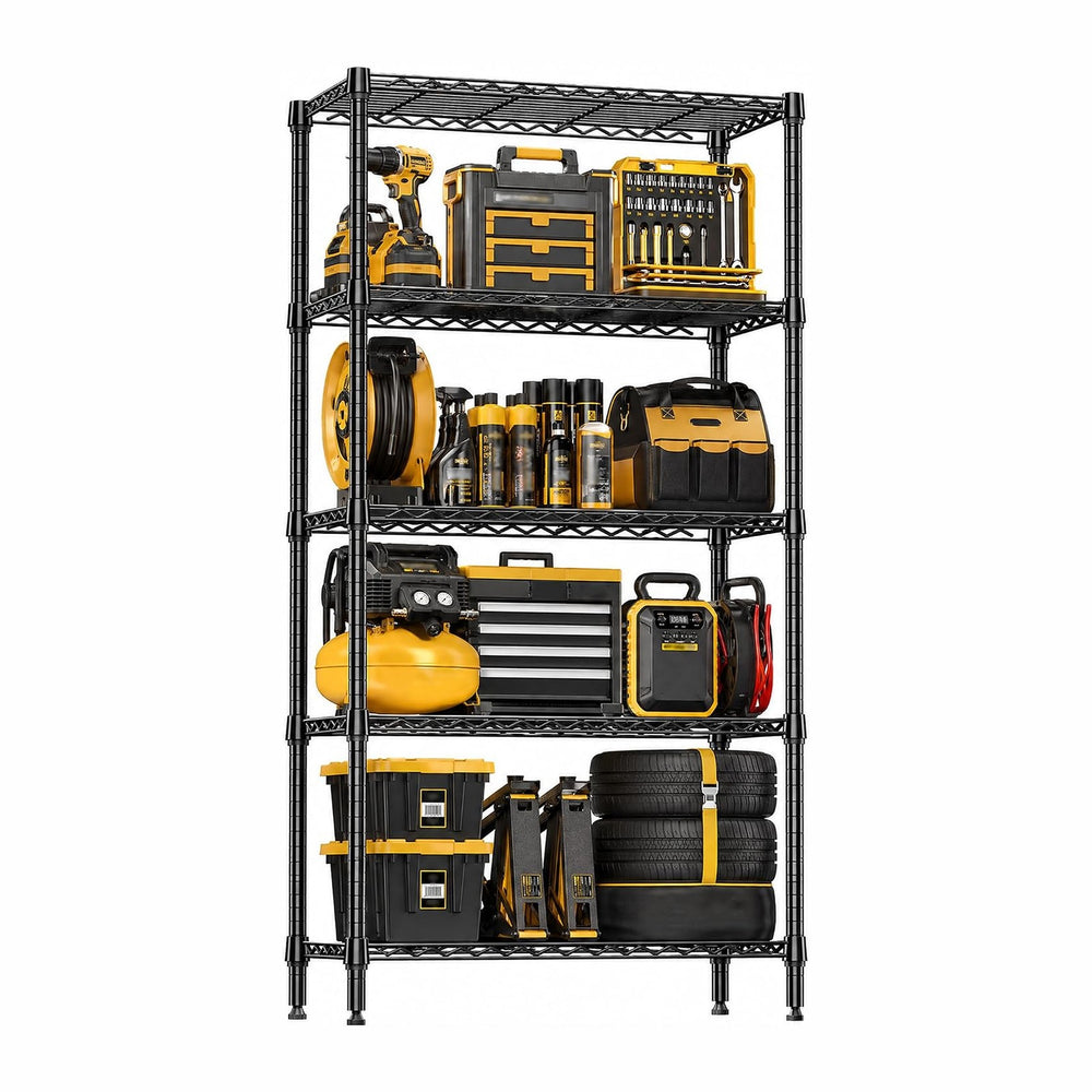 M MZG 5-Shelf Heavy Duty Garage Shelving Wire Adjustable Storage Rack for Kit...