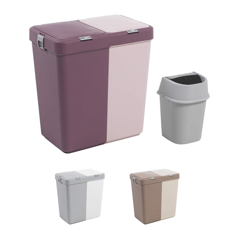 Mabel Home Plastic Laundry Hamper with Lid, 2 sections, Large Laundry Basket ...
