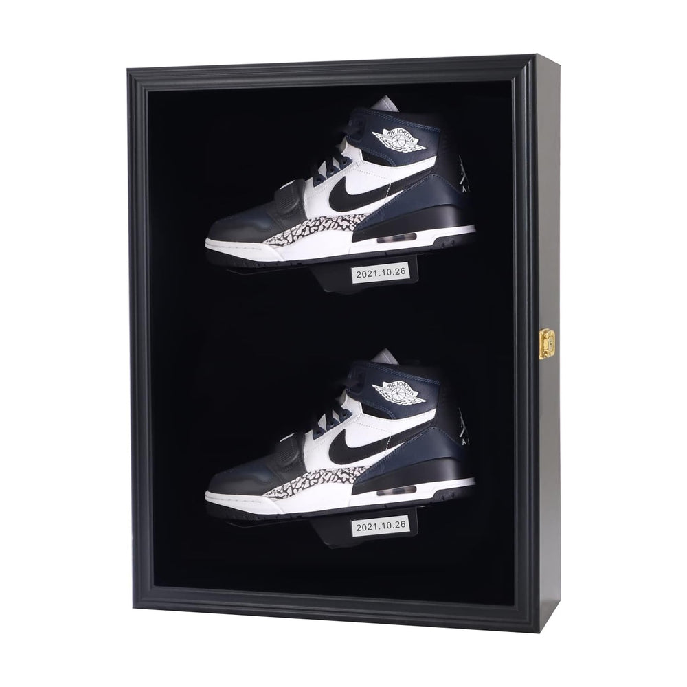 Memorabilia Shoe Display Case Wooden Frame Wall Mount Acrylic Clear Door Snea...