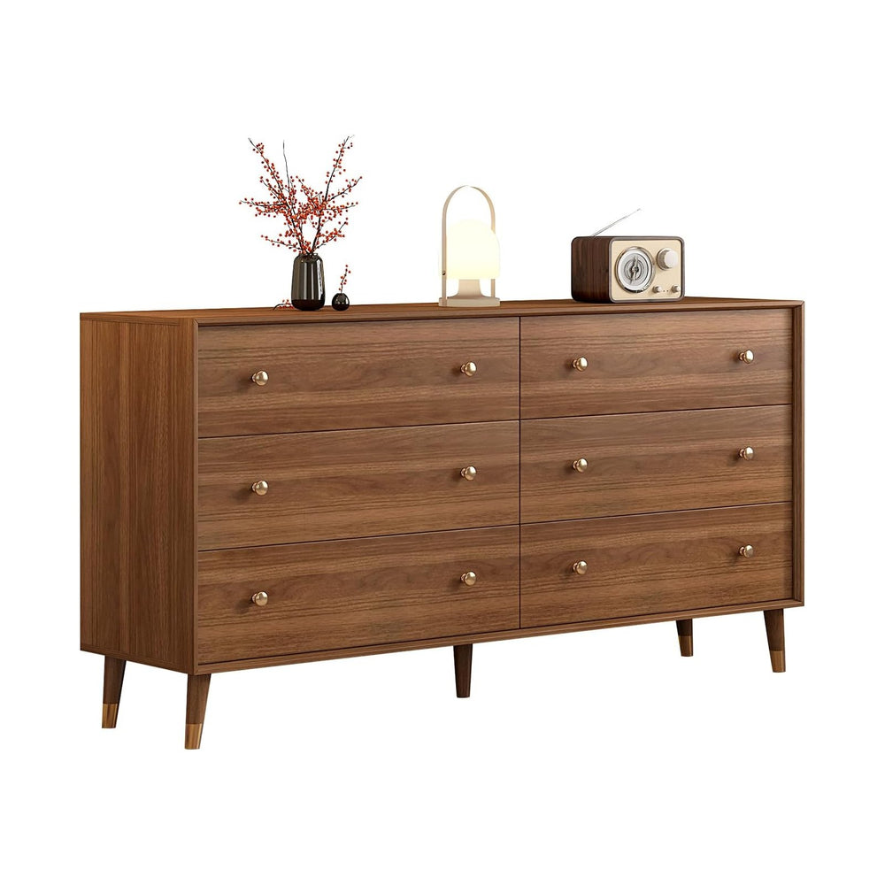 Messenya Dresser for Bedroom, 55 Inch 6 Drawer Wooden Chest of Drawers