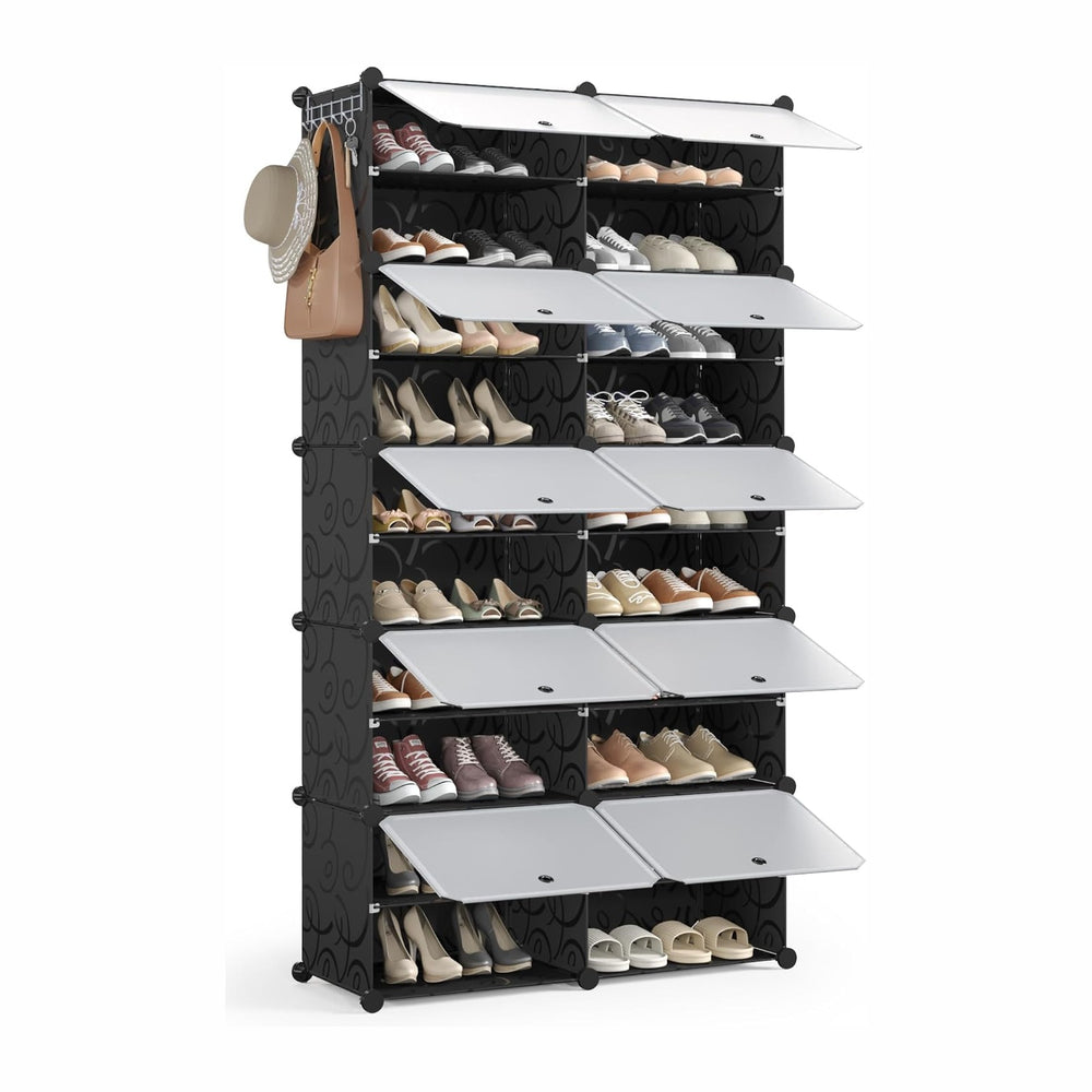 Mondeer Shoe Rack, 2 x 10 Tiered Plastic Shoe Cabinet, 40 Pairs of Shoes