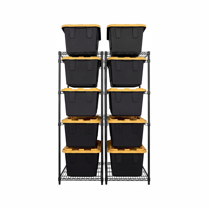 MonsterRAX 2-Pack 5-Tier NSF Bin Rack for 27-Gal Totes, Black
