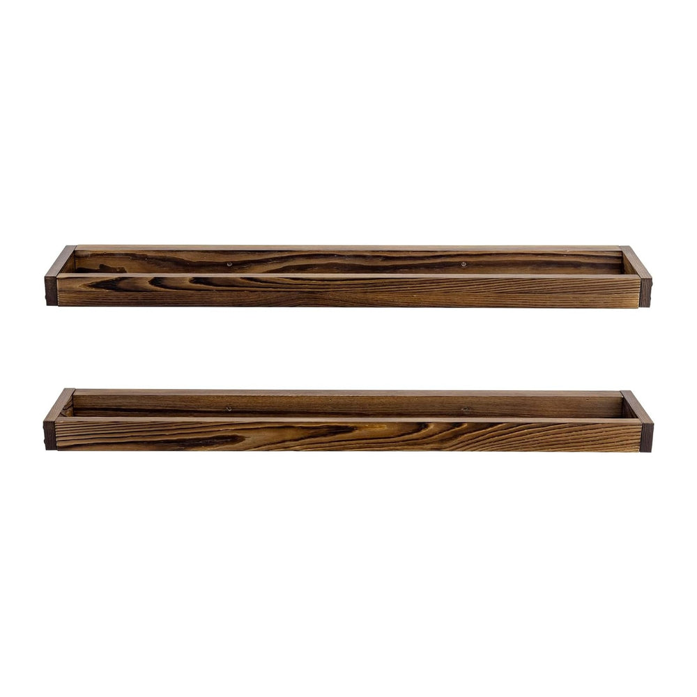 MyGift 30 Inch Rustic Burnt Wood Hanging Shoe Rack Wall Mounted Storage