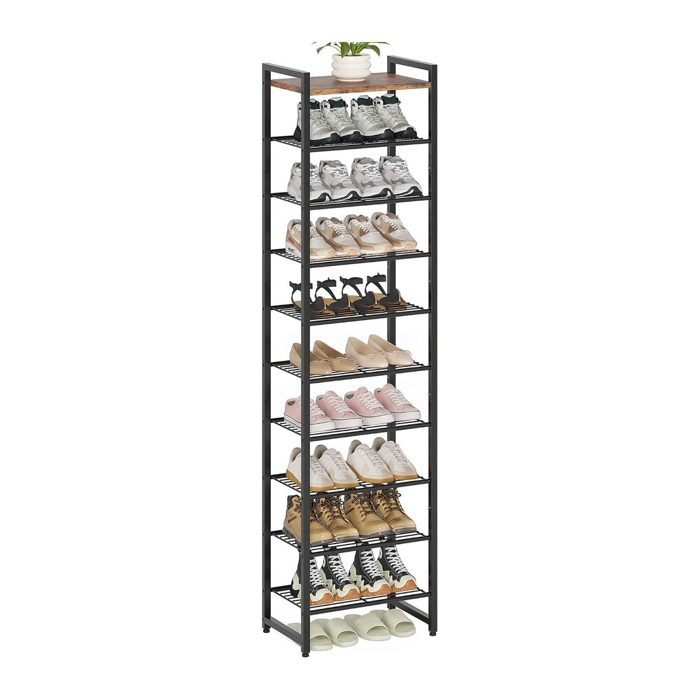 Narrow Shoe Rack 10-Tier, Tall Shoe Organizer for Small Spaces