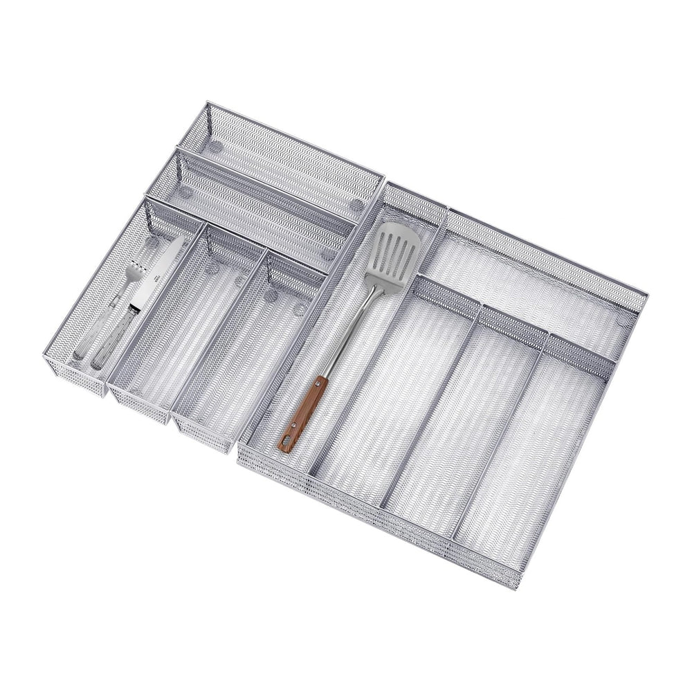 Neudeco Drawer Organizer Set, Silver Mesh, 6 Pack