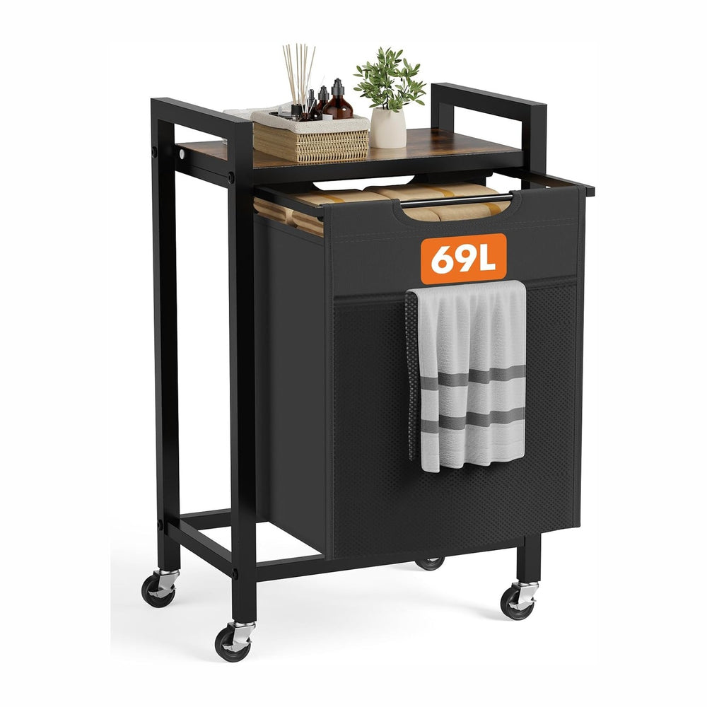 NEWBULIG Laundry Hamper Sorter, Rolling Laundry Basket, 1 x 18.3 Gal