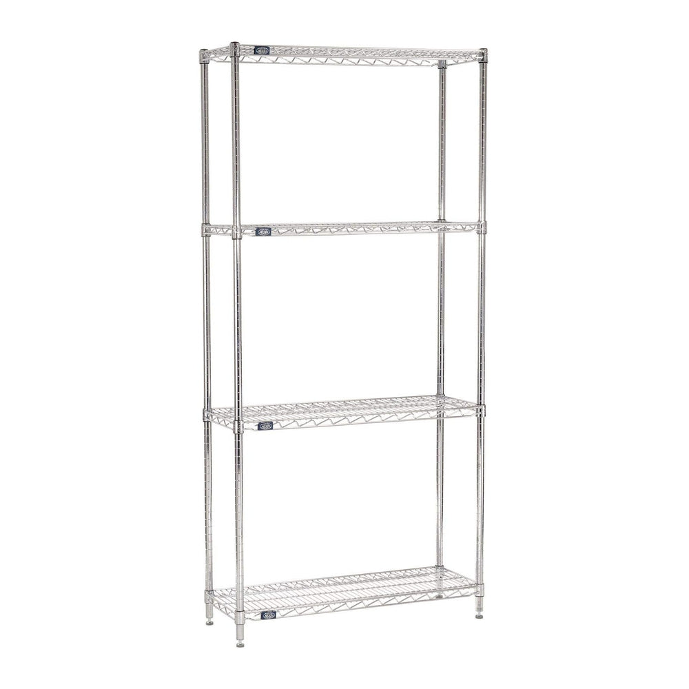 Nexel 18" x 30" x 86", 4 Tier Adjustable Wire Shelving Unit, N...