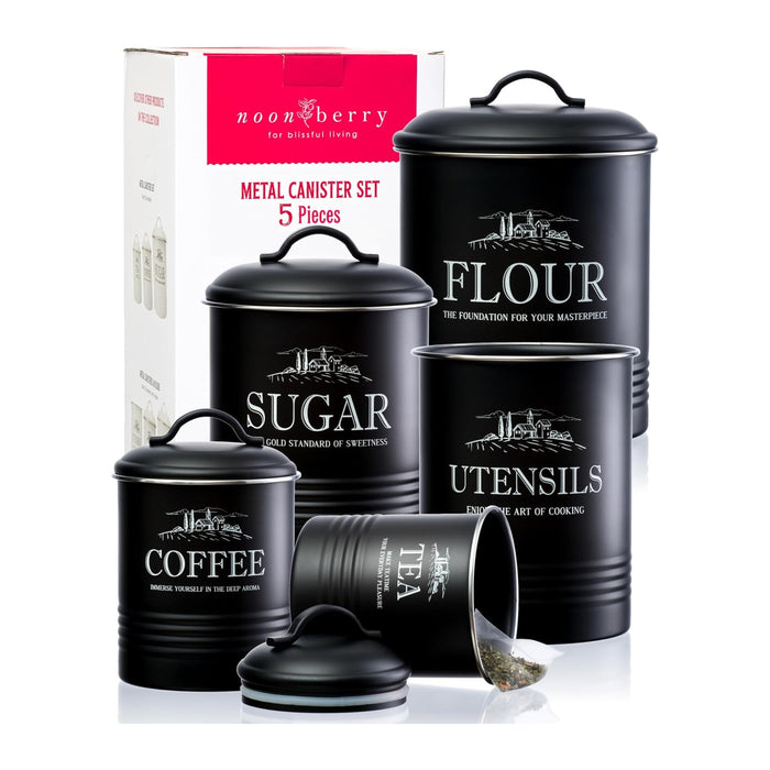 noonberry 5-Piece Farmhouse Kitchen Canister Sets for Kitchen Counter