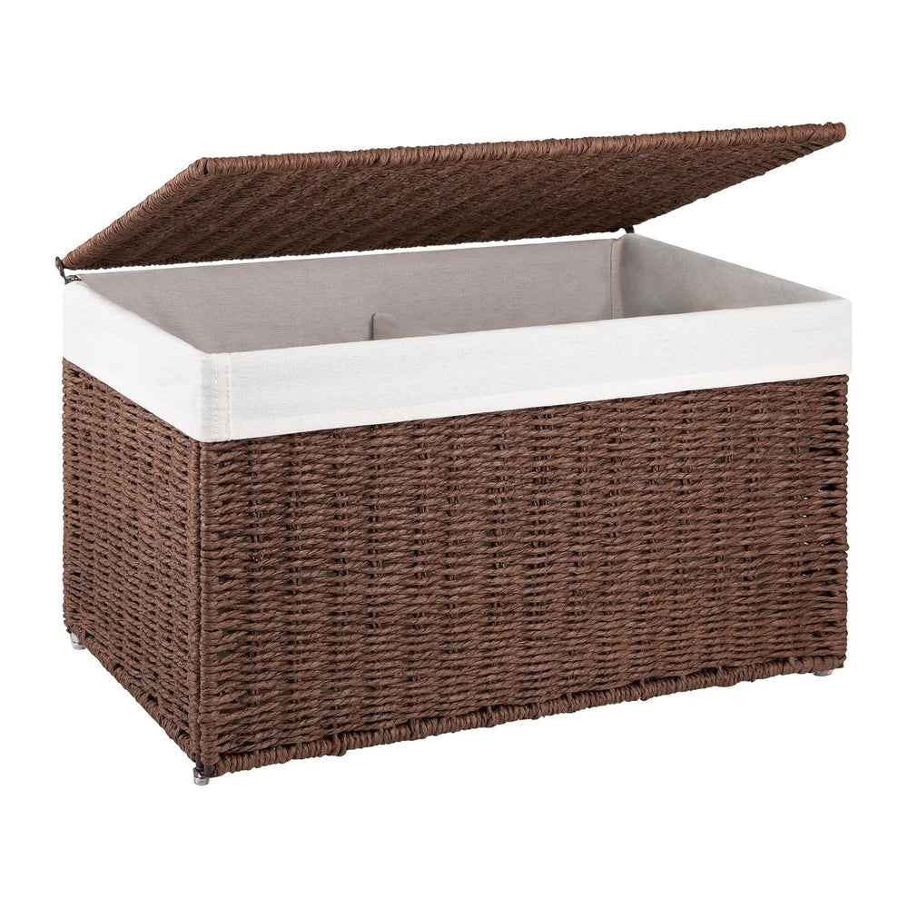 OIAHOMY Storage Basket with Lid, 17.2 Gallon (65L) Blanket Basket with Remova...